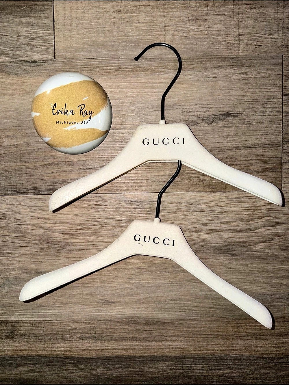 Gucci Set of 2 White Velvet Kid Hangers